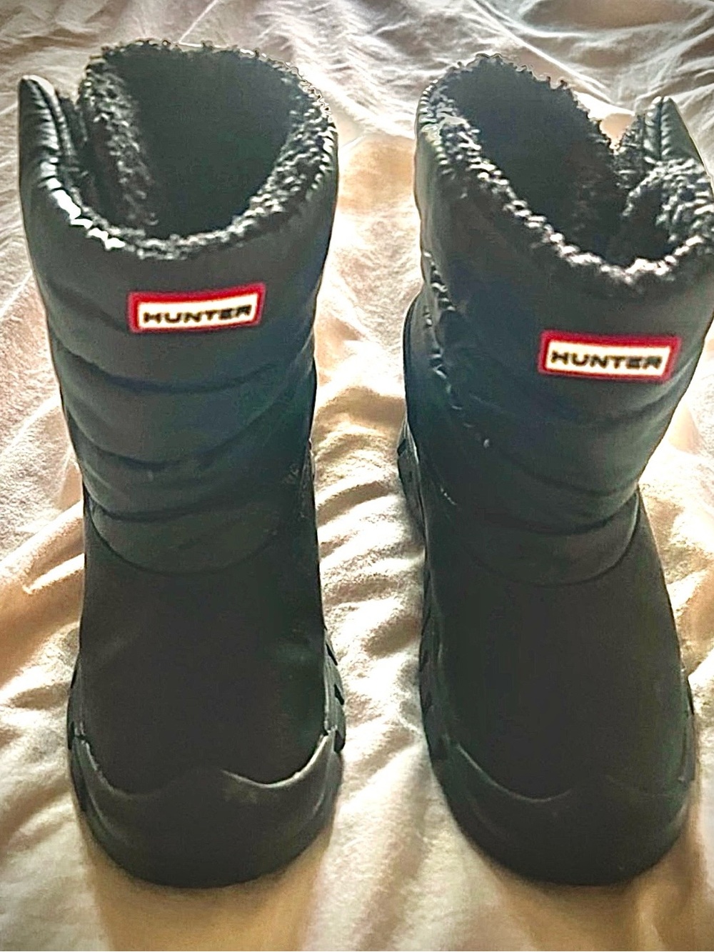 Hunter Black Winter Snow Boots with Shearling Collar